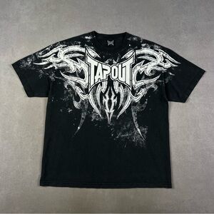Tapout Black Tee with Large White Graphic Logo Y2K